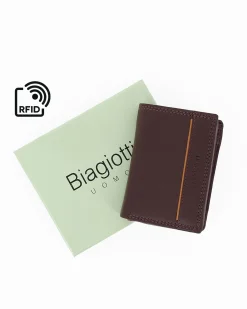 BIAGIOTTI - Portafoglio da uomo marrone in VERA PELLE