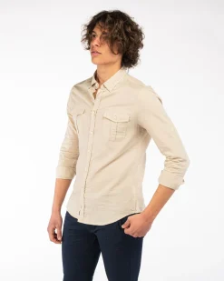 BLUE LEMON - CAMICIA BD MANICA LUNGA LINO 2 TASCHINI