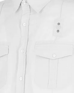 BLUE LEMON - Camicia manica corta bianca in lino