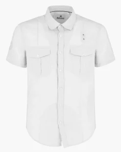 BLUE LEMON - Camicia manica corta bianca in lino