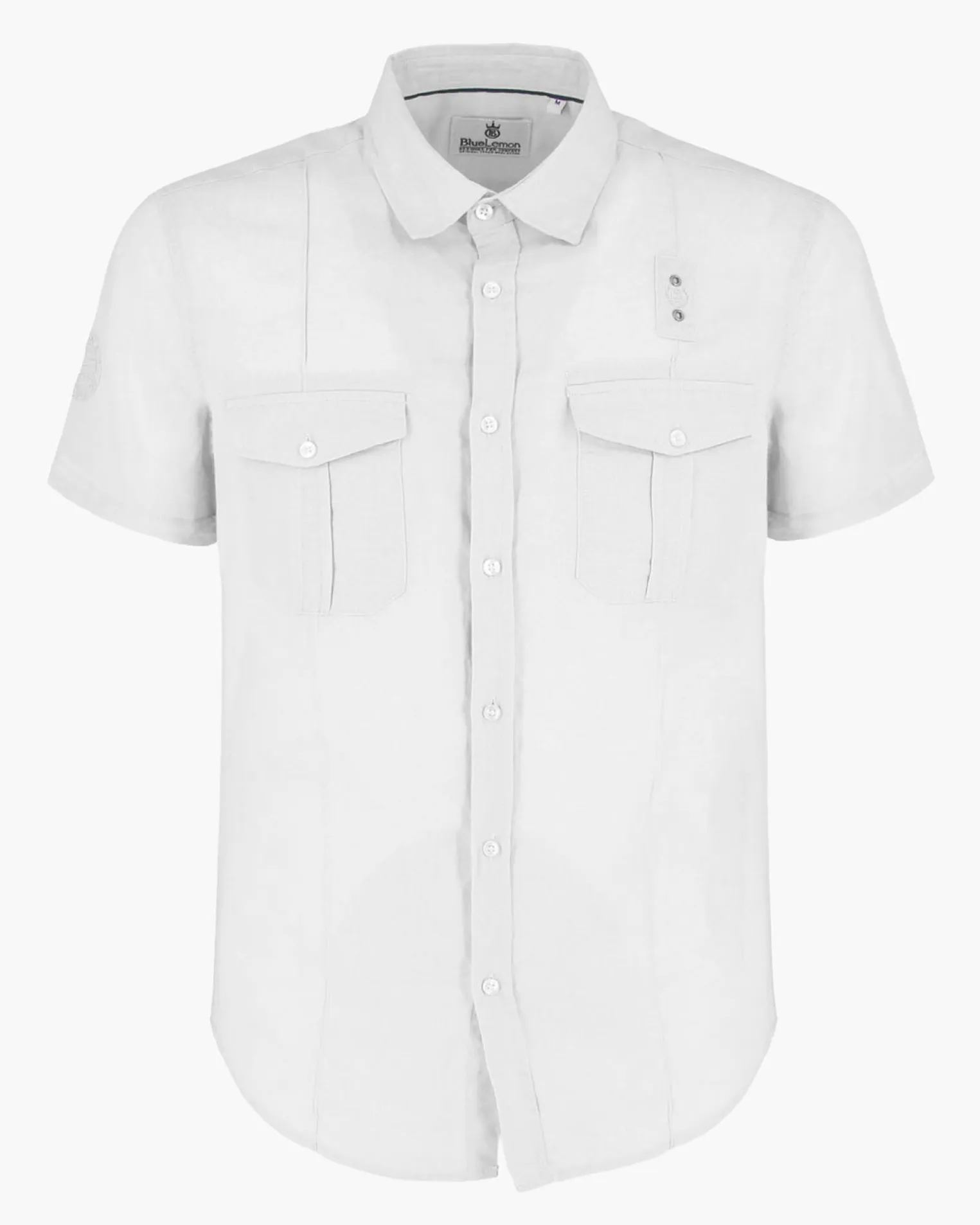 BLUE LEMON - Camicia manica corta bianca in lino