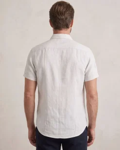 BLUE LEMON - Camicia manica corta bianca in lino