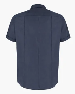 BLUE LEMON - Camicia manica corta blu in lino