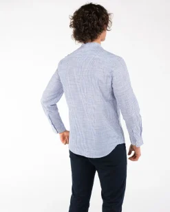 BLUE LEMON - CAMICIA MANICA LUNGA LINO RIGATO COREANO