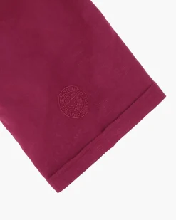 BLUE LEMON - Camicia over manica corta bordeaux in lino