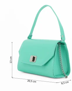 Borsa a mano acquamarina con chiusura girello - MADE IN ITALY - ANNES NICOLE