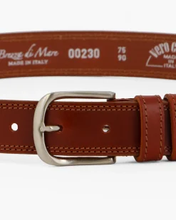 BREZZA DI MARE - Cinta ragazzo marrone in VERA PELLE, MADE IN ITALY