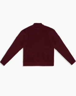 BREZZA DI MARE - MAGLIONE BORDEAUX COLLO LUPETTO CON MEZZA ZIP DA UOMO TAGLIE FORTI