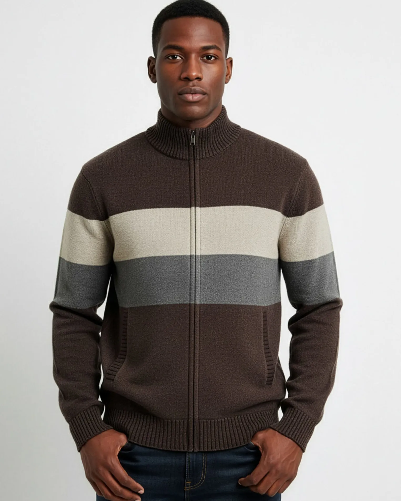 BROKER'S - Maglia manica lunga full zip in ciniglia