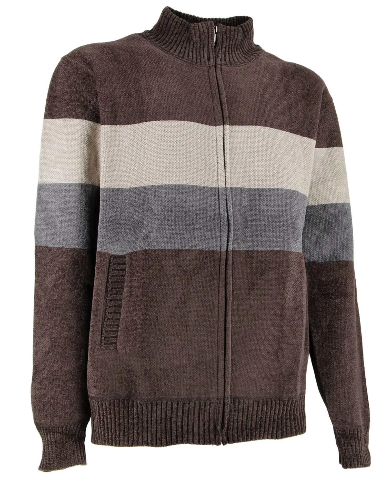BROKER'S - Maglia manica lunga full zip in ciniglia