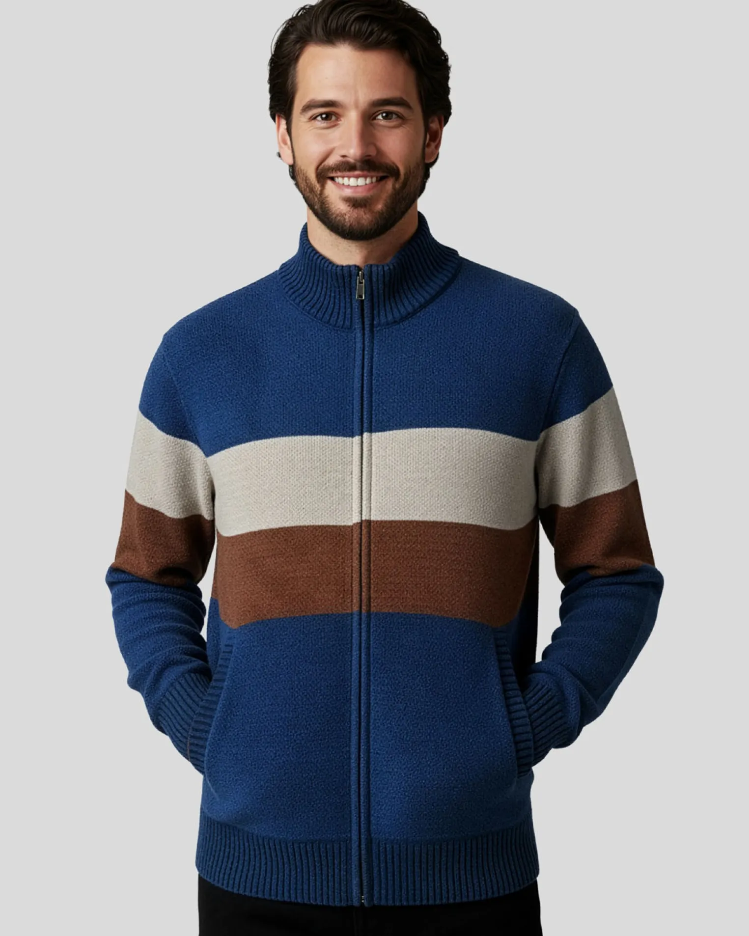 BROKER'S - Maglia manica lunga full zip in ciniglia