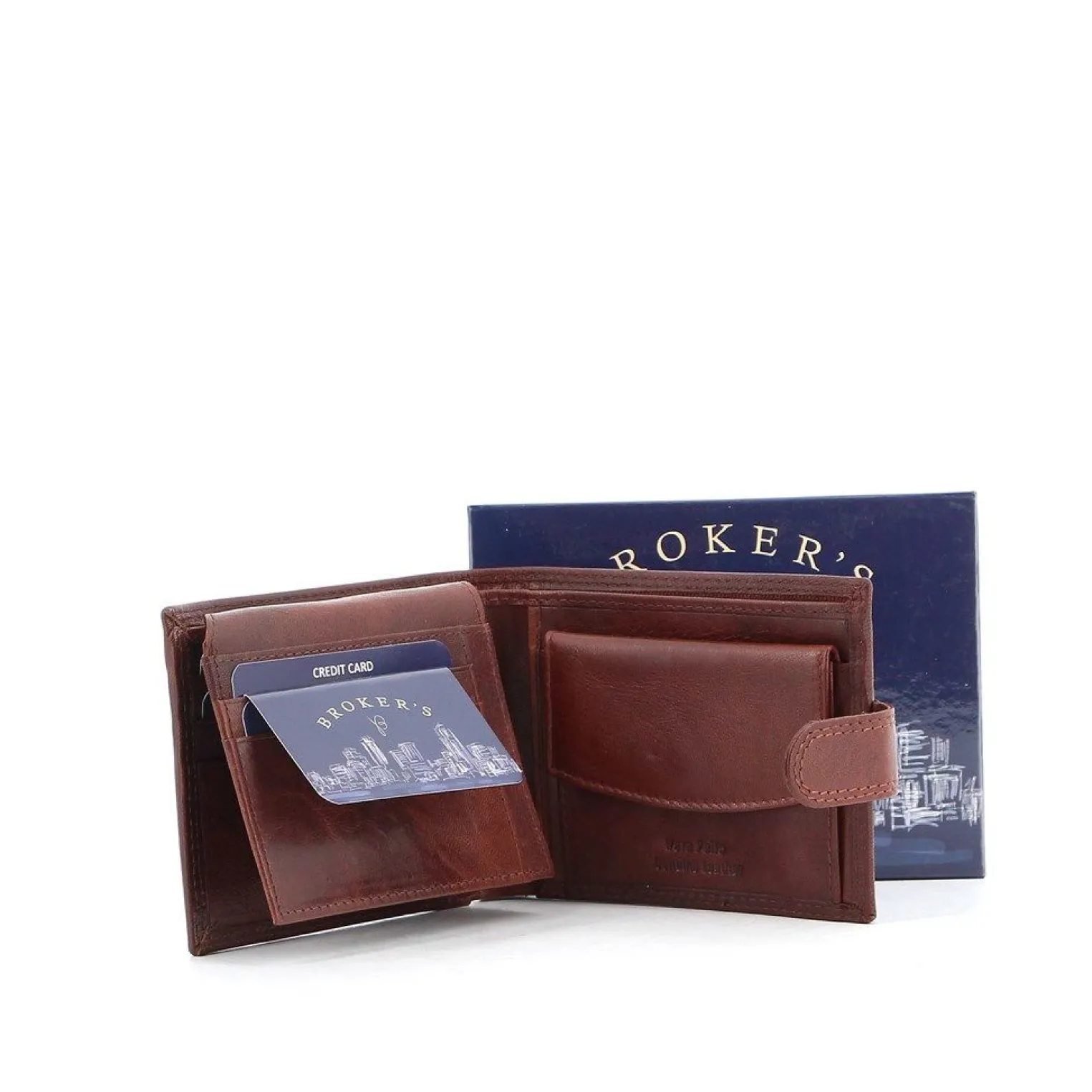 BROKER'S - Portafoglio in VERA PELLE con chiusura a bottone