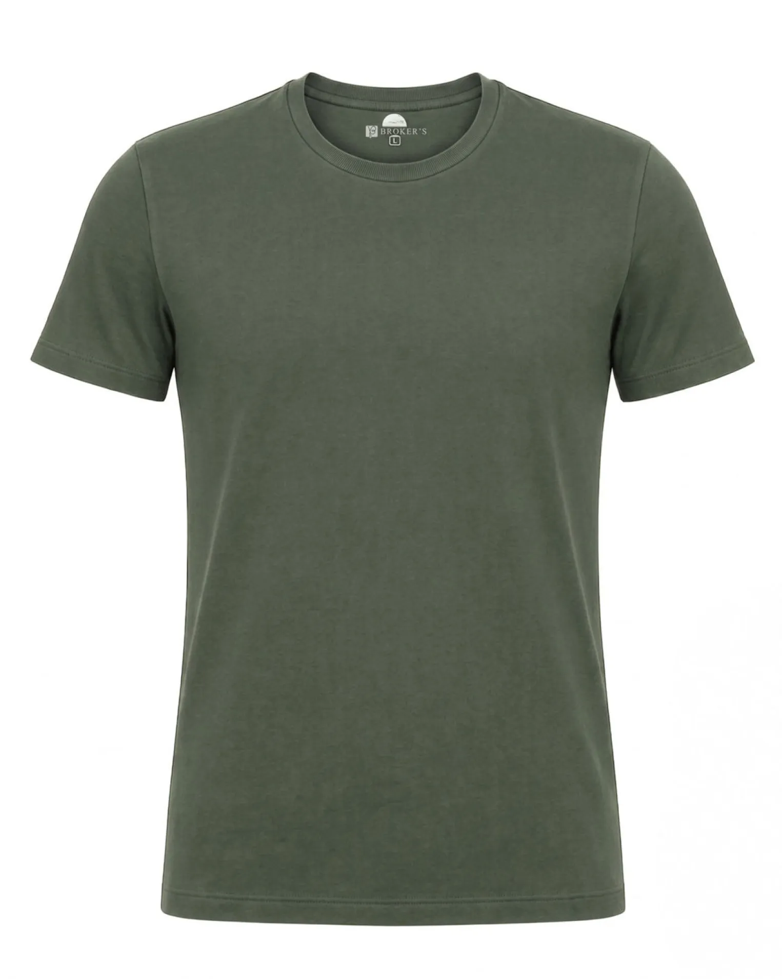 BROKER'S - Tshirt mezza manica con scollo a girocollo BAMBOO verde