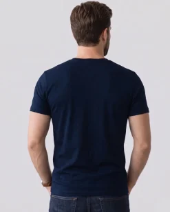 BROKERS - Tshirt mezza manica scollo a V in BAMBOO blu