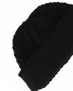 BRUGI - Cuffia nera a maglia da donna con fodera in pile