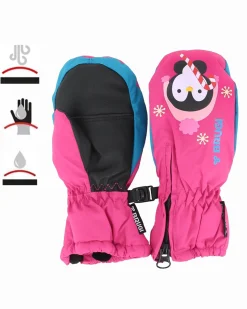 BRUGI - GUANTI DA SCI BAMBINA  ROSA SENZA DITA  PINGUINO FUX- YU4B