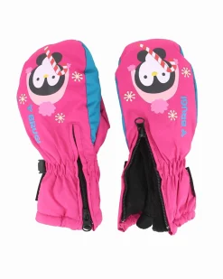 BRUGI - GUANTI DA SCI BAMBINA  ROSA SENZA DITA  PINGUINO FUX- YU4B
