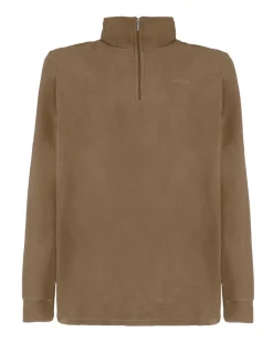 BRUGI - MICROPILE BEIGE SCURO DA UOMO MEZZA ZIP, 9GYT-T154_583