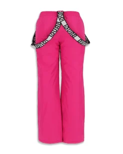 BRUGI - Pantalone da sci bambina fuchsia impermeabile traspirante antivento con bretelle regolabili