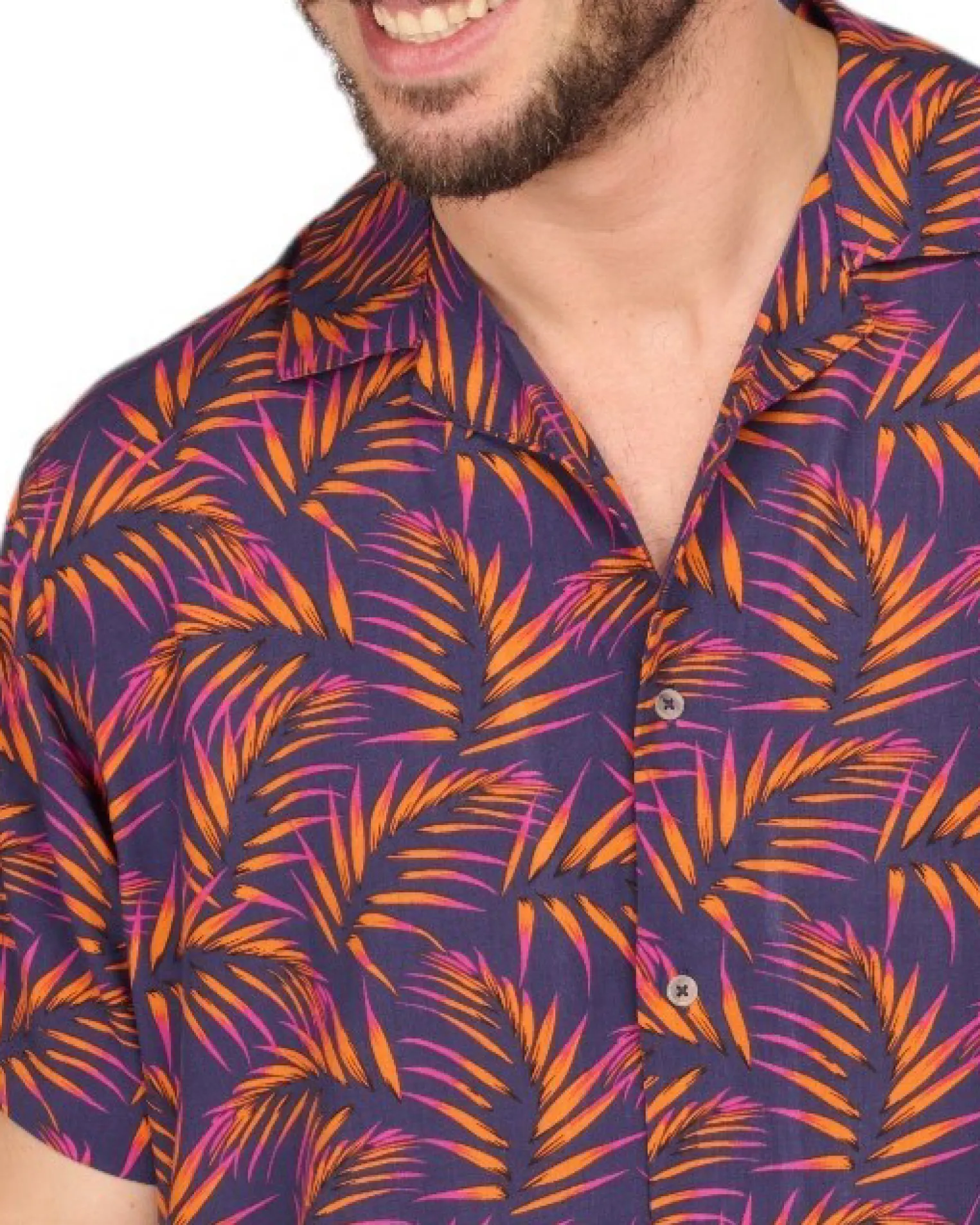 CAMICIA MEZZA MANICA FANTASIA COLLO SCIA