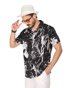 CAMICIA MEZZA MANICA FANTASIA COLLO SCIA