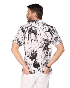 CAMICIA MEZZA MANICA FANTASIA COLLO SCIA