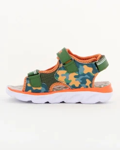CANGURO -CANGURO - Sandalo bimbo verde e arancio camouflage CON LUCI 30/35
