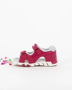 CANGURO - Sandalo da bimba fuxia e bianco con stelle e glitter  20/26