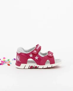 CANGURO - Sandalo da bimba fuxia e bianco con stelle e glitter  20/26