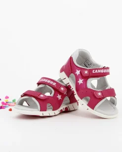 CANGURO - Sandalo da bimba fuxia e bianco con stelle e glitter  20/26
