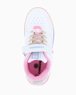 CANGURO - Sneakers bianca con fondo multicolor e strappo, numerata 31/36