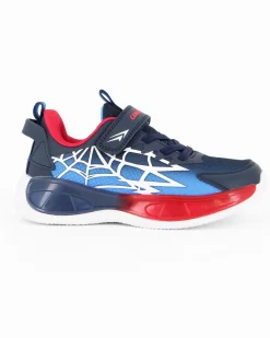 CANGURO - Sneakers blu e rossa da bambino con strappo, numerata 29/35