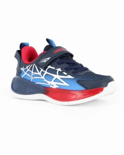 CANGURO - Sneakers blu e rossa da bambino con strappo, numerata 29/35