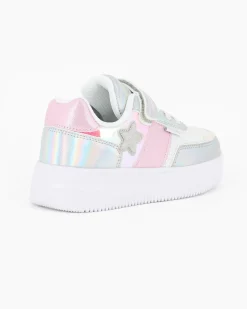 CANGURO - Sneakers rosa e argento da bimba con strappo, numerata 24/30