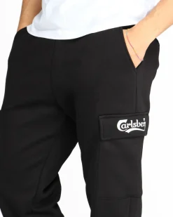 CARLSBERG - Pantalone sportivo cargo nero da uomo