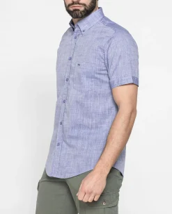CARRERA - CAMICIA MANICA CORTA COLLO BOTTON DOWN TESSUTO MALFILE' CON  1TASCHINO