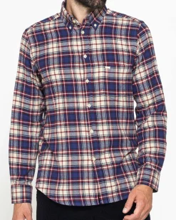 CARRERA - CAMICIA SCOZZESE IN FLANELLA LEGGERA CON PREGIATO FILATO MELANGE
