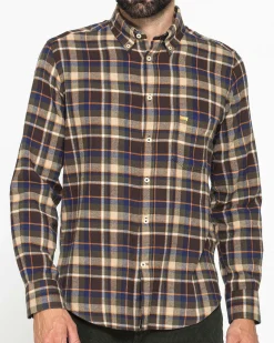 CARRERA - CAMICIA SCOZZESE IN FLANELLA LEGGERA CON PREGIATO FILATO MELANGE