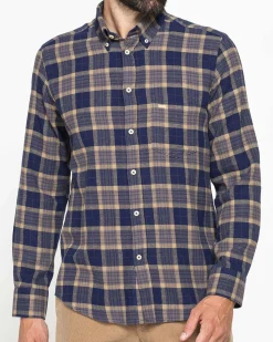 CARRERA - CAMICIA SCOZZESE IN FLANELLA LEGGERA CON PREGIATO FILATO MELANGE