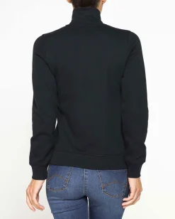 CARRERA - FELPA NERA FULL ZIP COLLO ALTO IN TESSUTO FELPATO