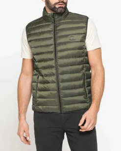 CARRERA - Gilet 100 grammi in tessuto ripstop verde militare da uomo