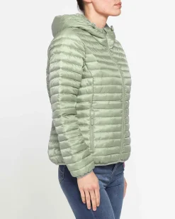 CARRERA - Giubbino 100 grammi con cappuccio in tessuto ripstop verde salvia da donna