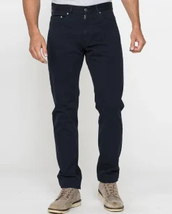 CARRERA - PANTALONE BLU 5 TASCHE  SMERIGLIATO IN PESANTE GABARDINA DI COTONE