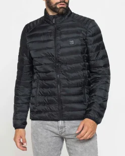 CARRERA - PIUMINO UOMO NERO ULTRALEGGERO IN RIPSTOP COLLO COREANO