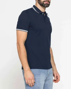 CARRERA - Polo manica corta in piquet blu scuro