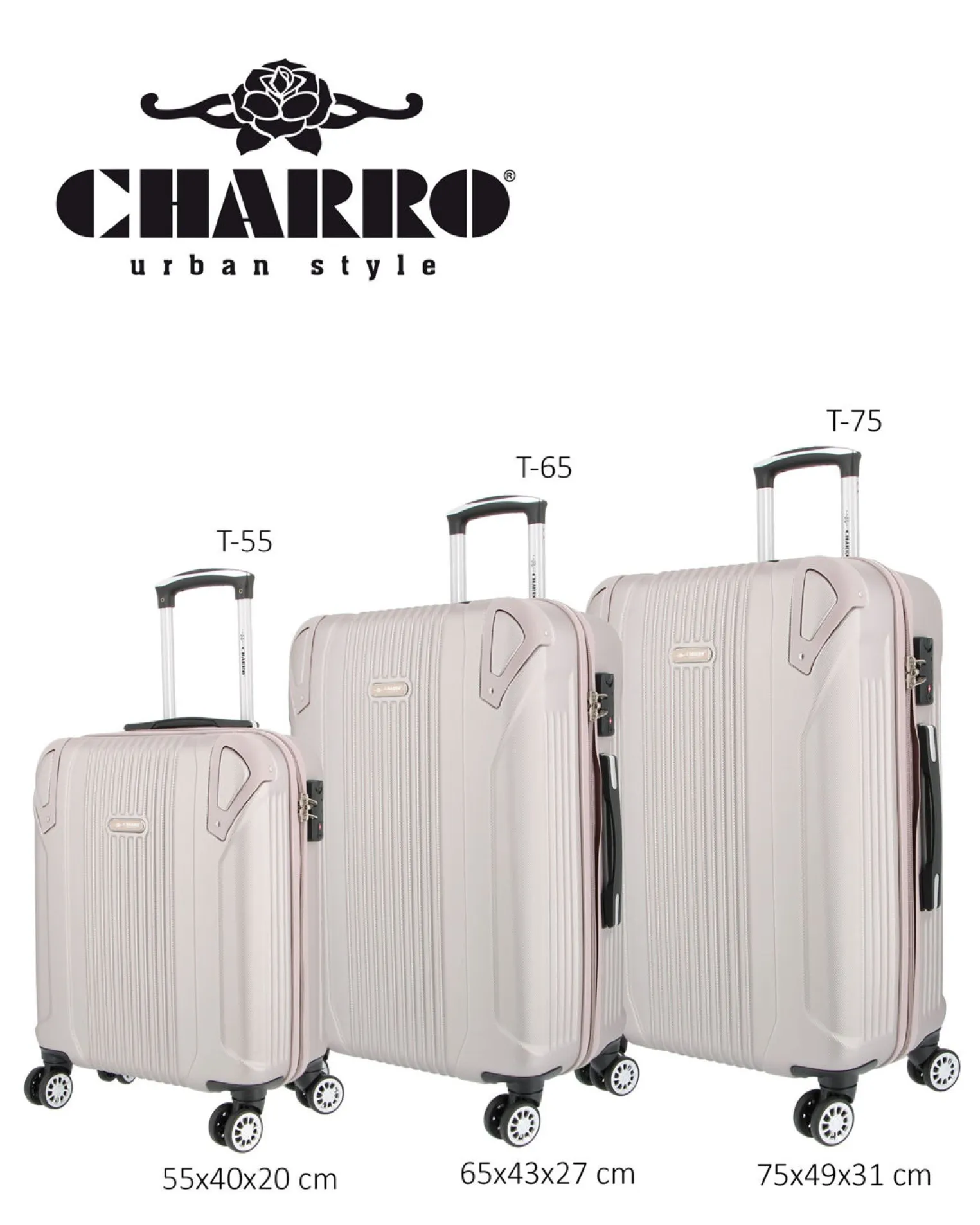 CHARRO - TROLLEY GRIGIO IN ABS 4 RUOTE