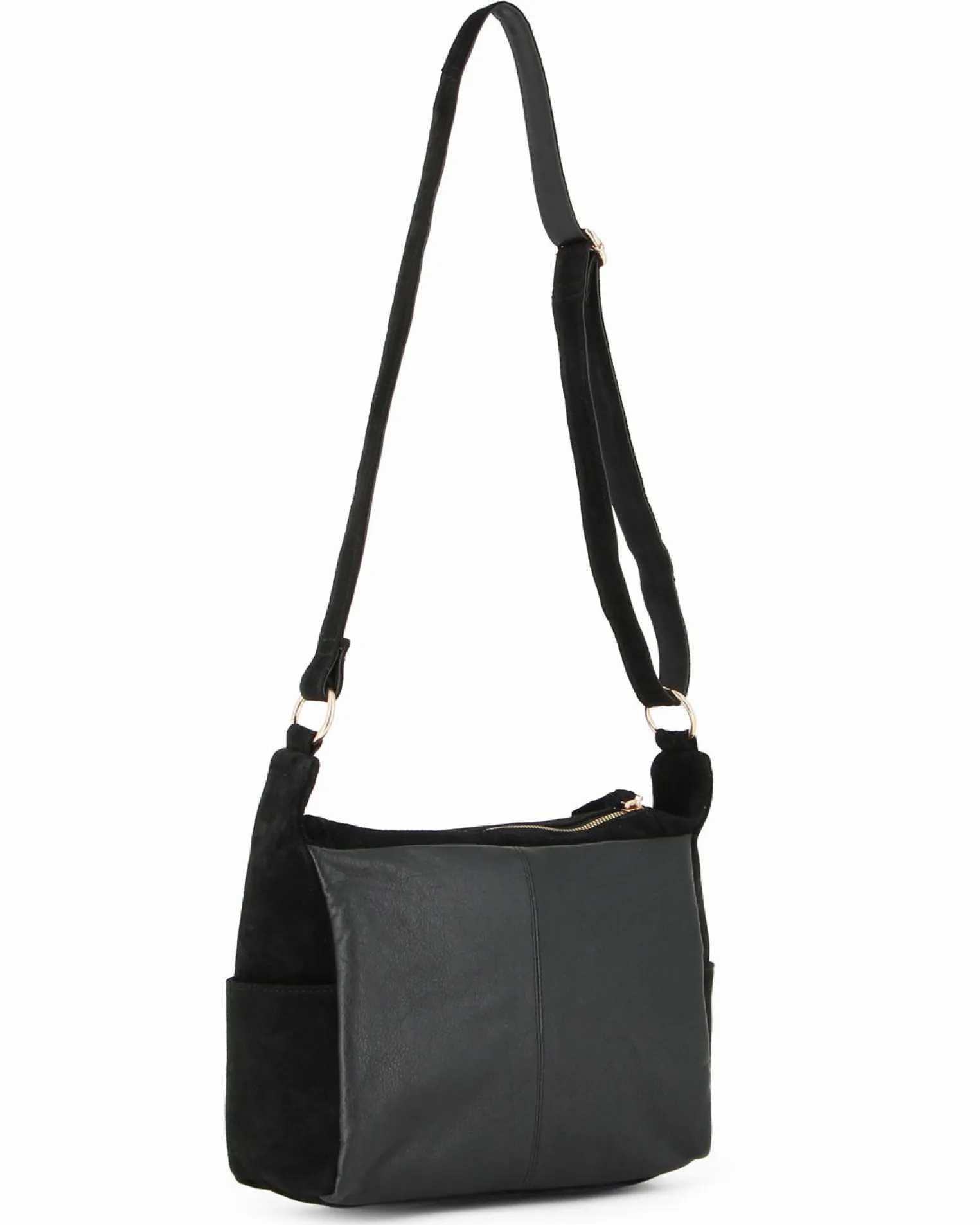 CHESTER POLO ACADEMY - Tracolla nera scamosciata in VERA PELLE con tre tasche frontali