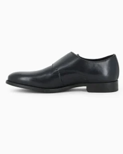 CLASS MAN - Scarpa blu in VERA PELLE con doppia fibbia