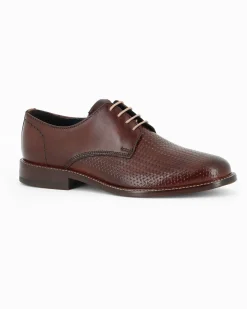 CLASS MAN - Scarpa marrone in VERA PELLE con lacci e motivo intreccio