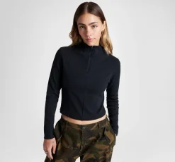 CONVERSE MAGLIA DONNA  MEZZA  ZIP NERA, 10027392